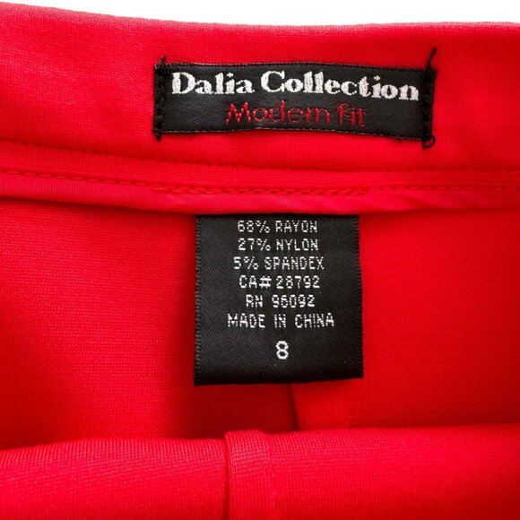 NEW Dalia Collection Red Modern Fit Short Straight Stretch Skirt Low Waist Zip 8 - Picture 6 of 7